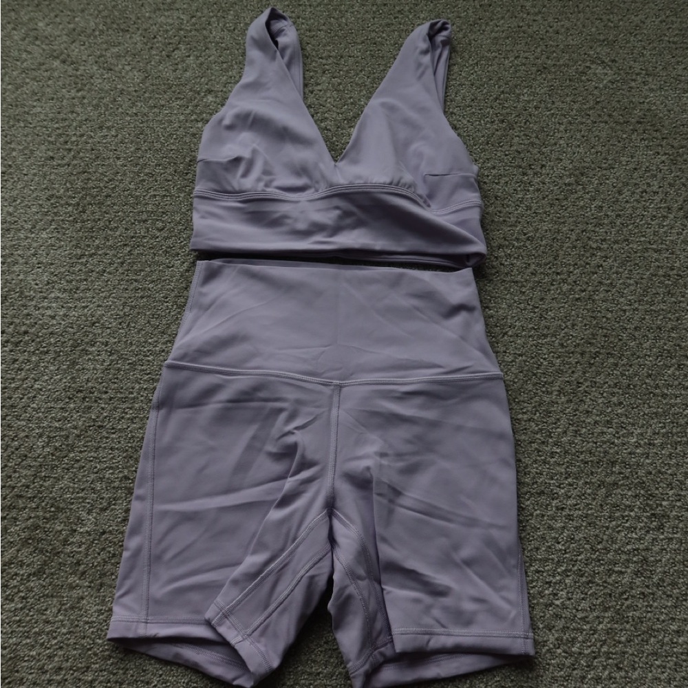 Lululemon Athletica Lavender Sports Bra and Shorts Set